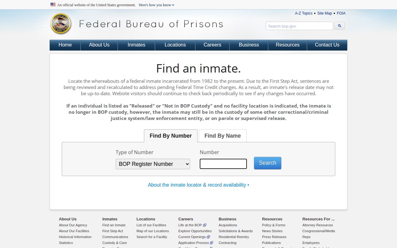 Federal BOP released inmate lookup for a Livingston County connected case
